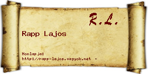 Rapp Lajos névjegykártya